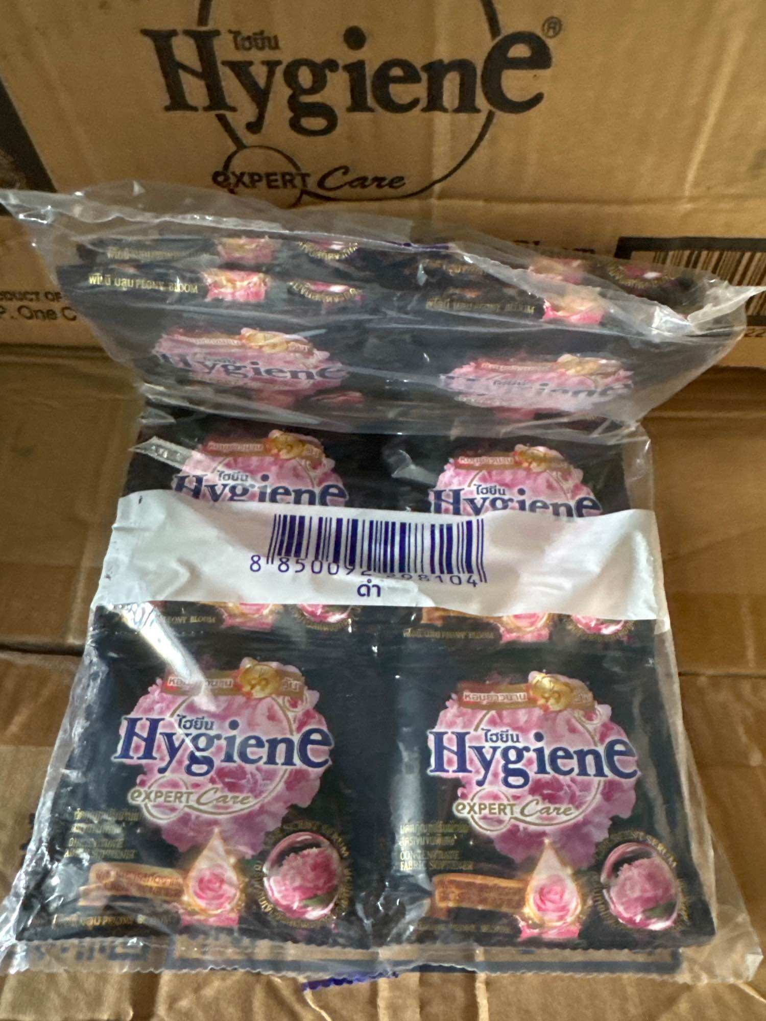 Nước xả vải Hygiene Thái Lan màu đen, 120 gói, có tiếng việt