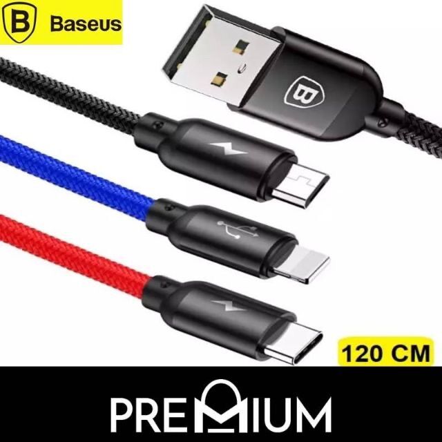 Cáp sạc 3 đầu baseus chính hãng