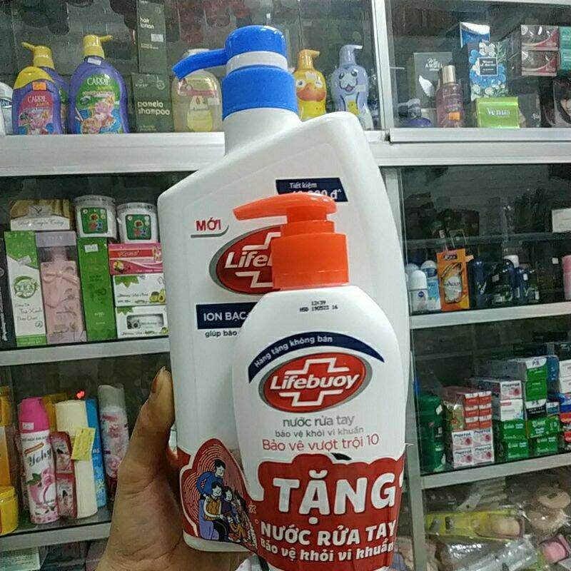 Sữa tắm lifebuoy ion bạc+ diệt khuẩn 850gr tặng 1 nước rửa tay