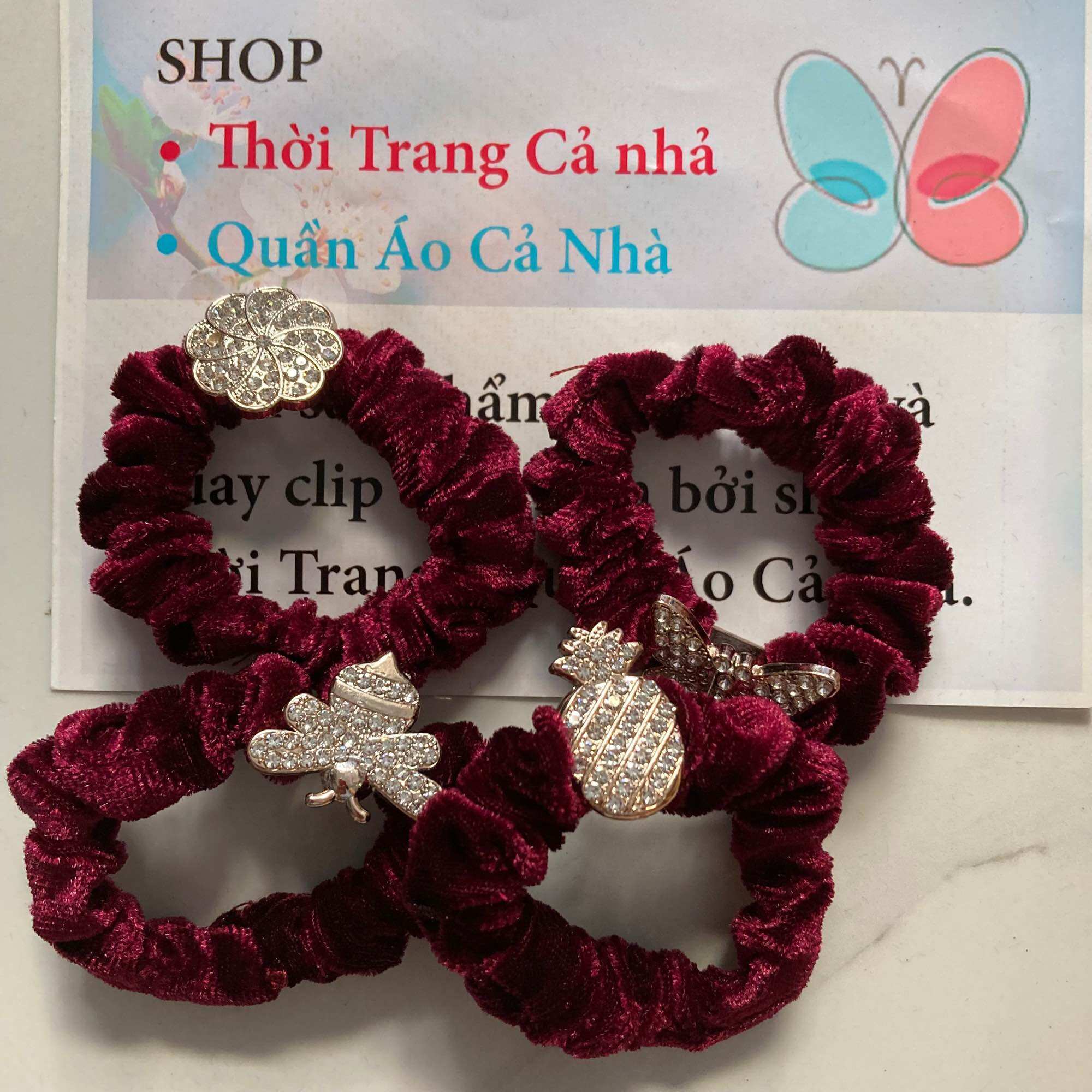 Cột tóc nhung kết cườm dây cột tóc TN1