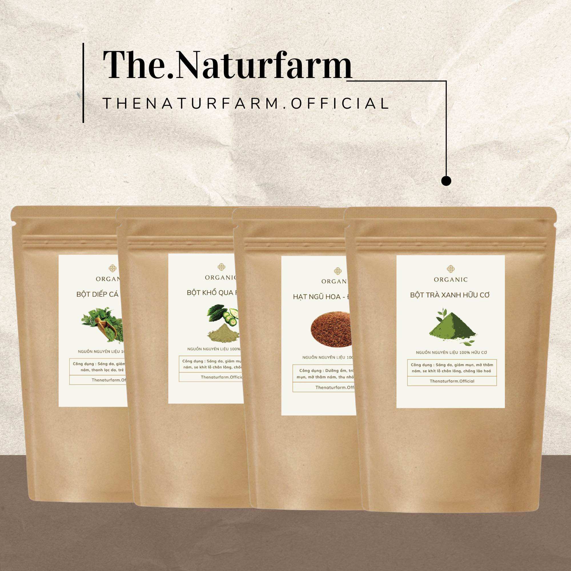 Combo 4 loại bột giảm mụn mờ thâm sáng da Naturfarm gồm