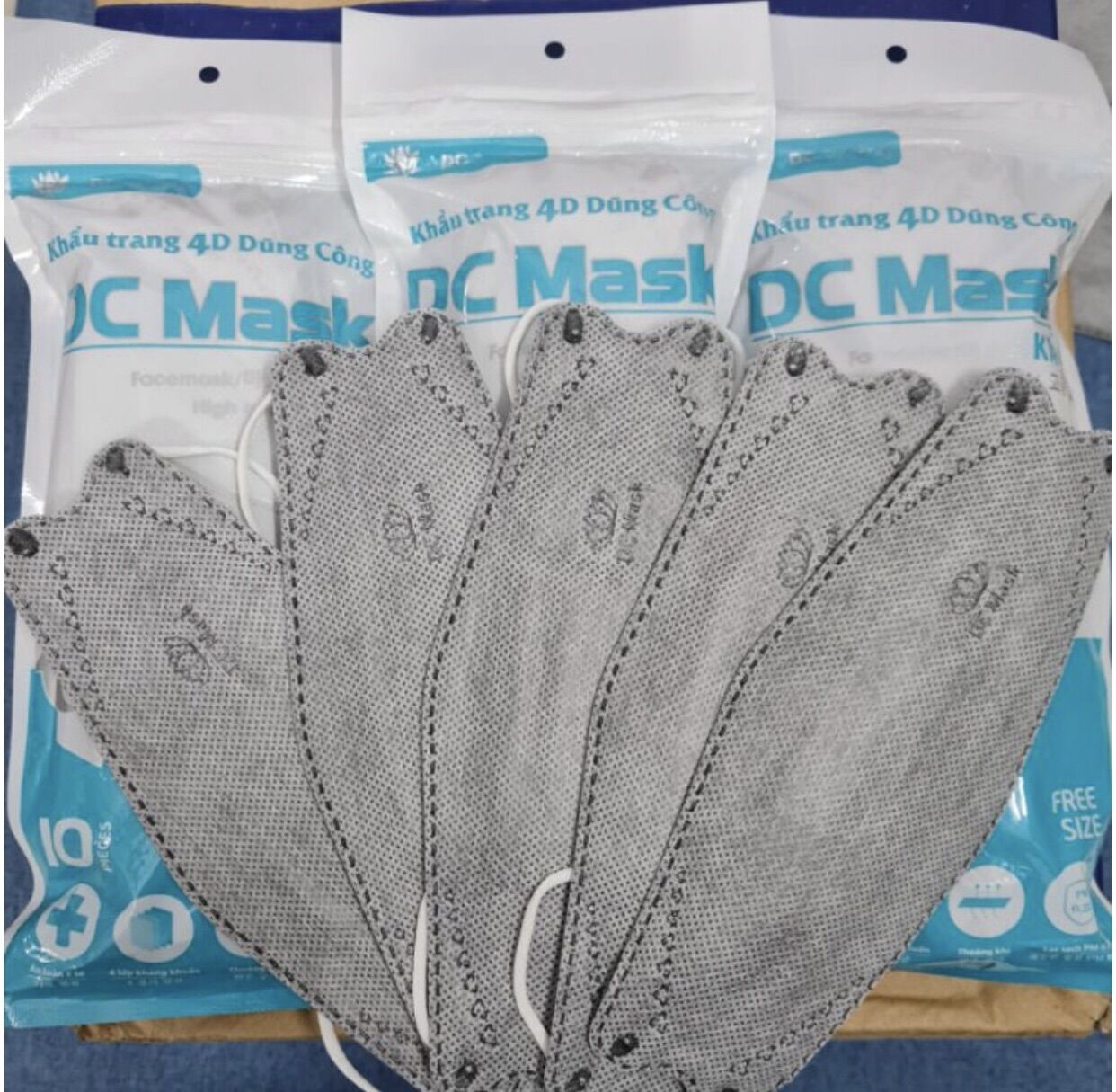 Khẩu trang Kf94 Dc mask màu xám thùng 300 chiếc