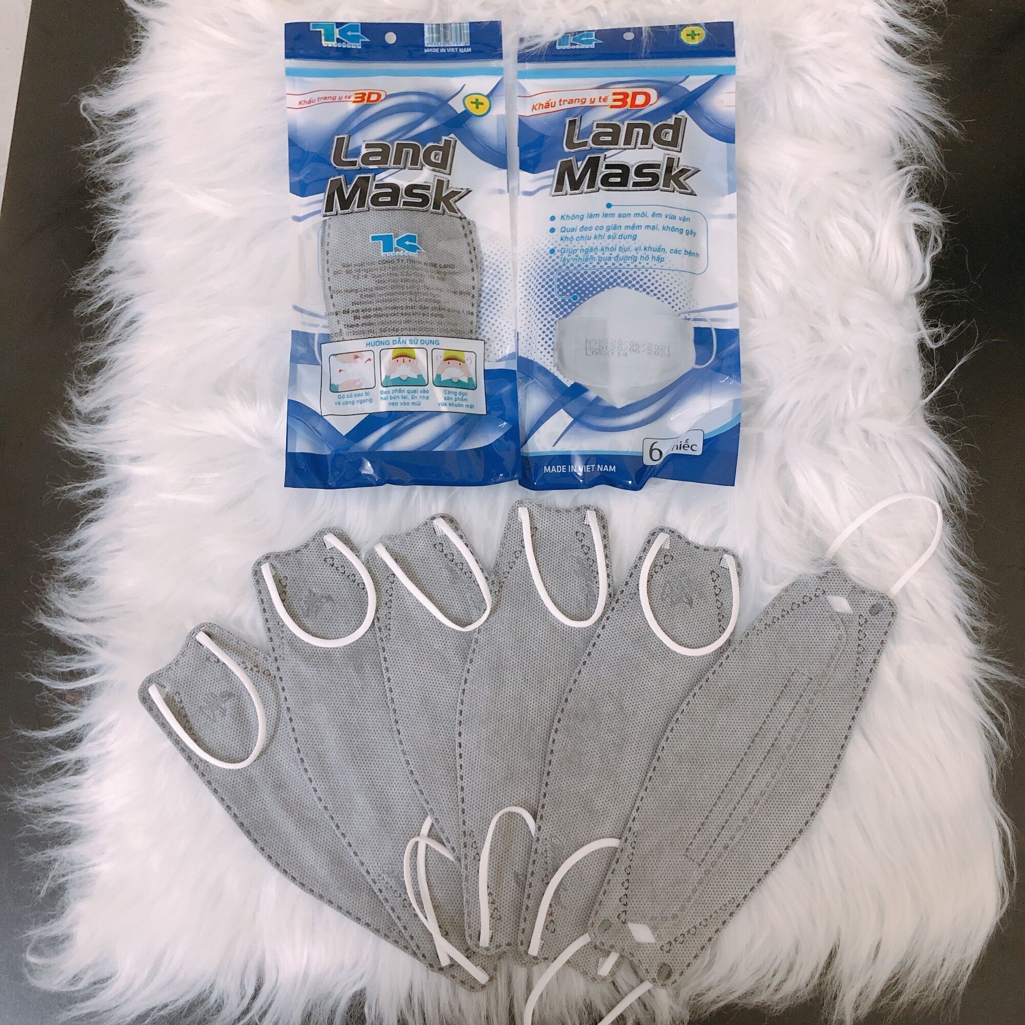 Khẩu trang 3D Land Mask set 6 cái KF74 Hàn( MÀU XÁM )
