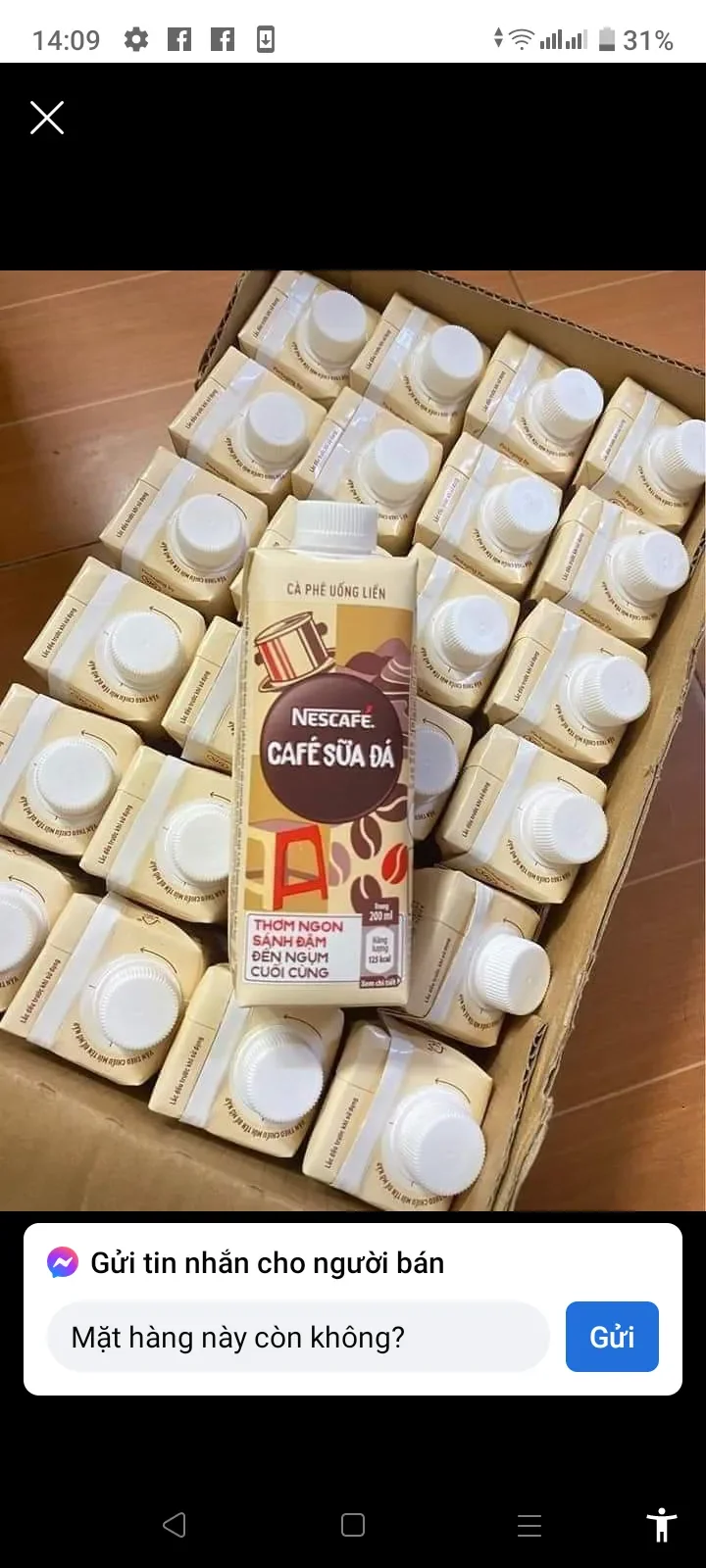Cafe sữa ness chai pha sẵn tiện lợi 200ml