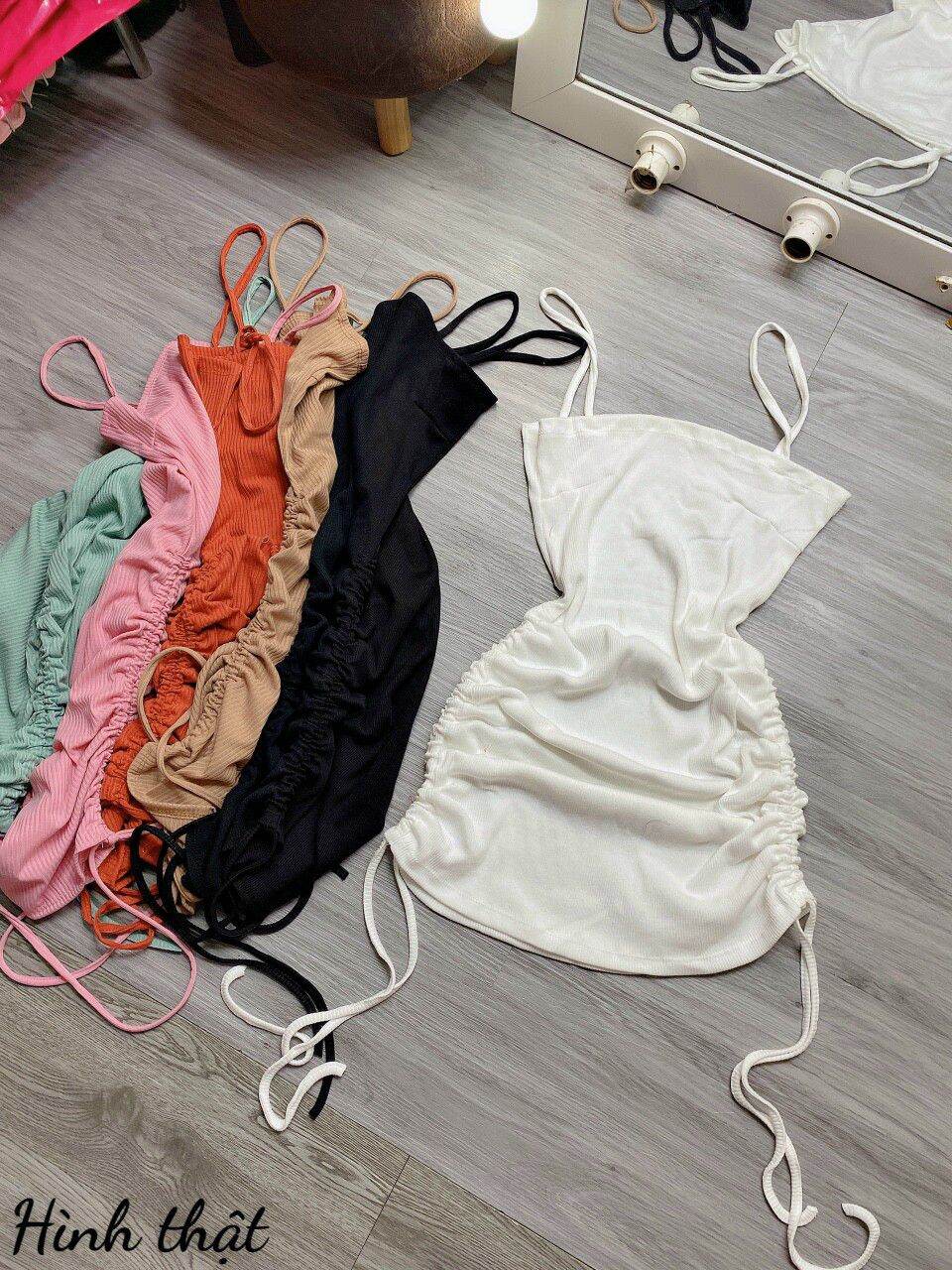 Đầm 2 dây body rút dây 2 bên sườn