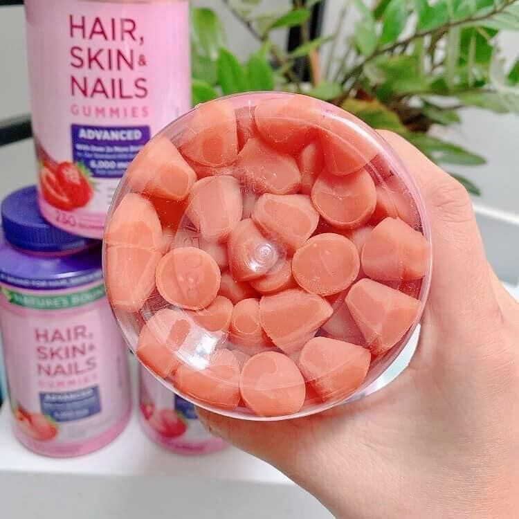 [HSD 06/2027] Kẹo Dẻo & Viên Uống đẹp Da Tóc Móng NATURE'S BOUNTY HAIR SKIN & NAILS Gummies 6000mcg từ MỸ