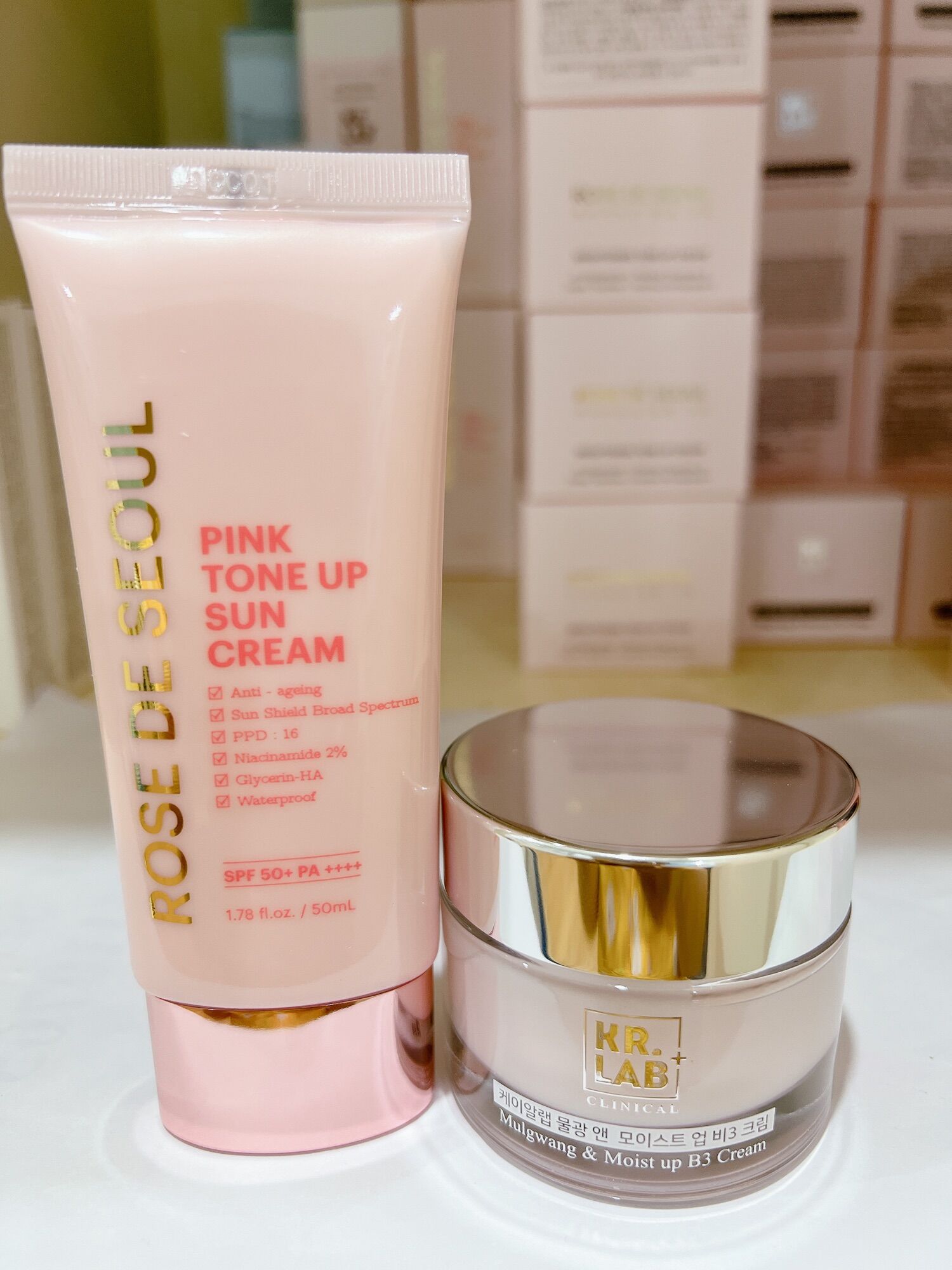 Combo kem chống nắng rose de seoul và kem nước mulgwang kr lab