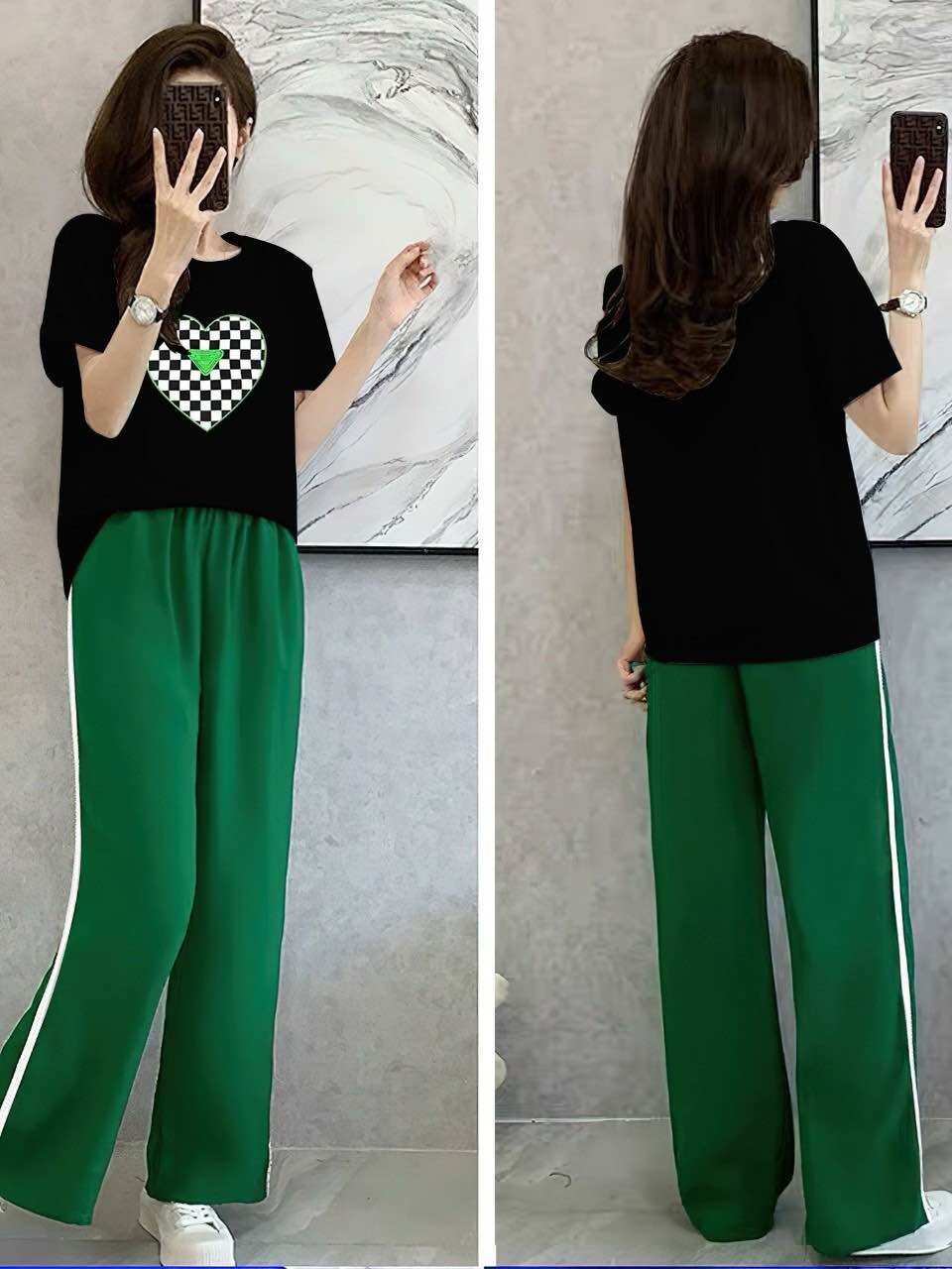 Sét bộ nữ dài cotton quần ống rộng thêu cao cấp