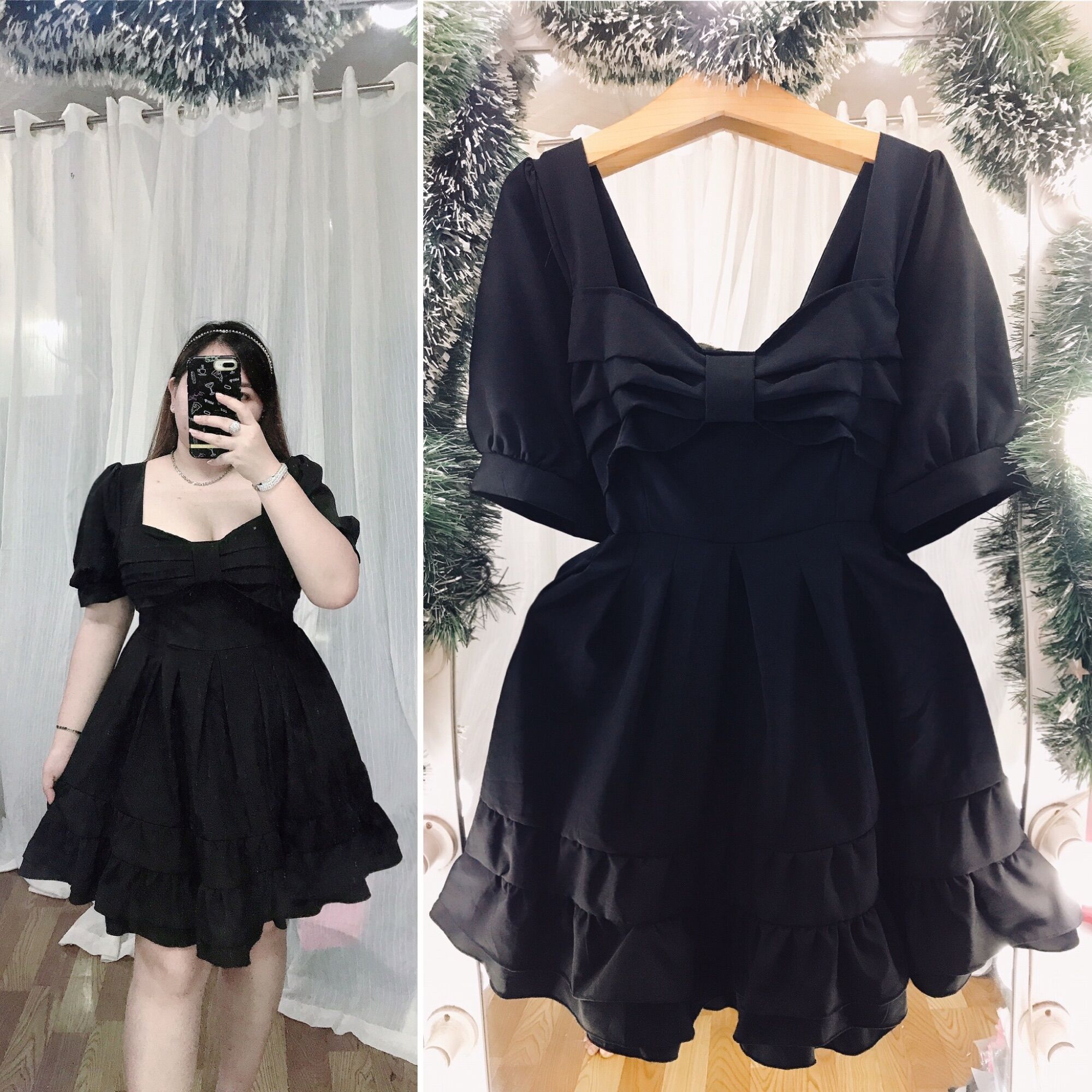 [Bigsize 60-85kg] Đầm lụa xếp ly ngực