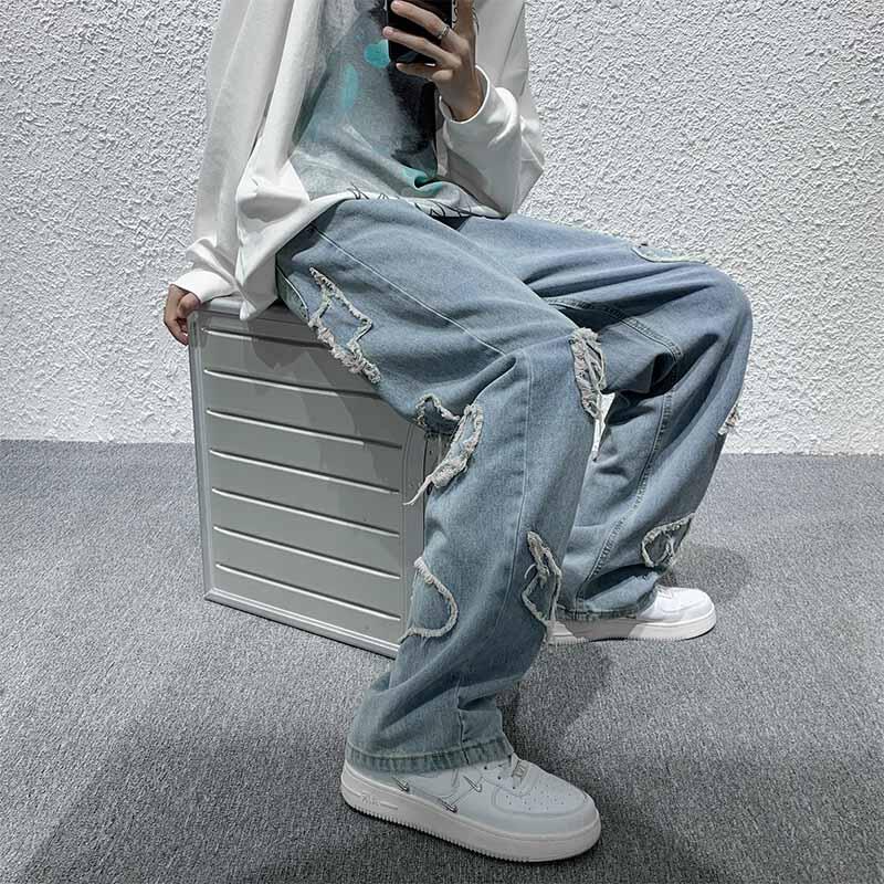 Quần Bò Ống Đứng Xuân Hè Quần Trào Lưu Cổ Điển Đẹp Trai Cá Tính Hiphop Thương Hiệu Sành Điệu Nổi Tiếng Trên Mạng Instagram Rộng Rãi Cảm Giác Rủ Xuống Cho Nam