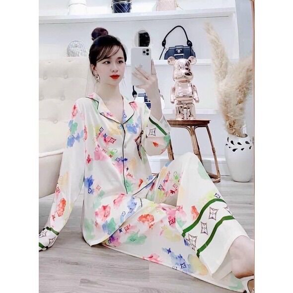 (Size 40-60kg) Bộ Lụa Thiết Kế Tay Dài Quần Dài