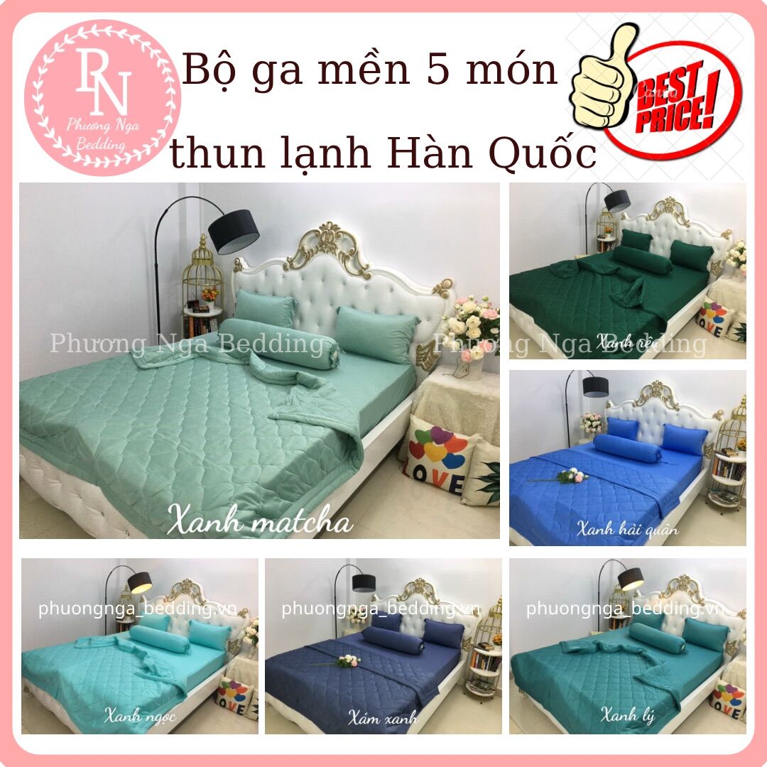 Bộ ga mền 5 món thun lạnh Hàn Quốc cao cấp
