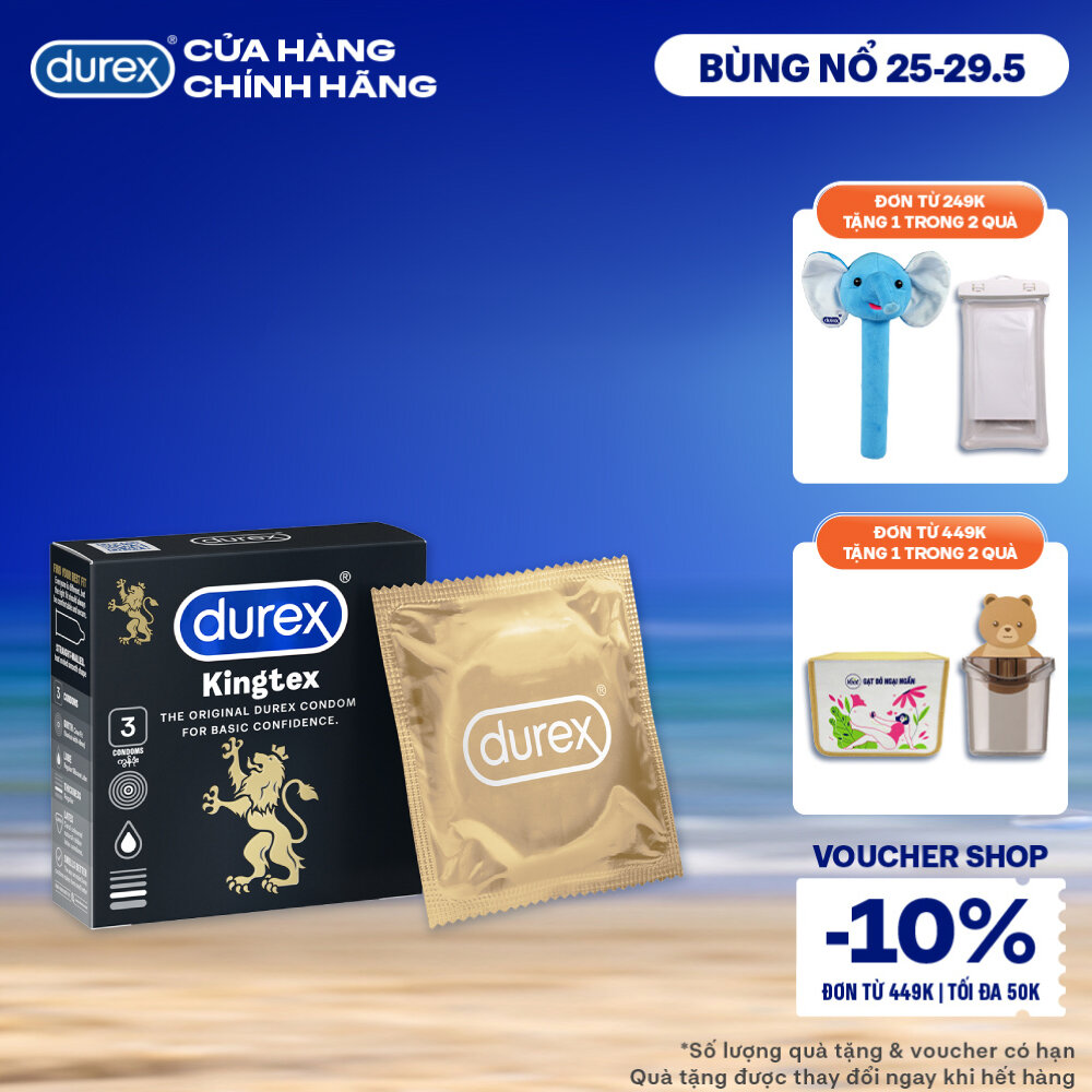 Durex Kingtex Condoms Are Tight-Fitting, Lubricated, Size 49mm, Box of 3 Condoms