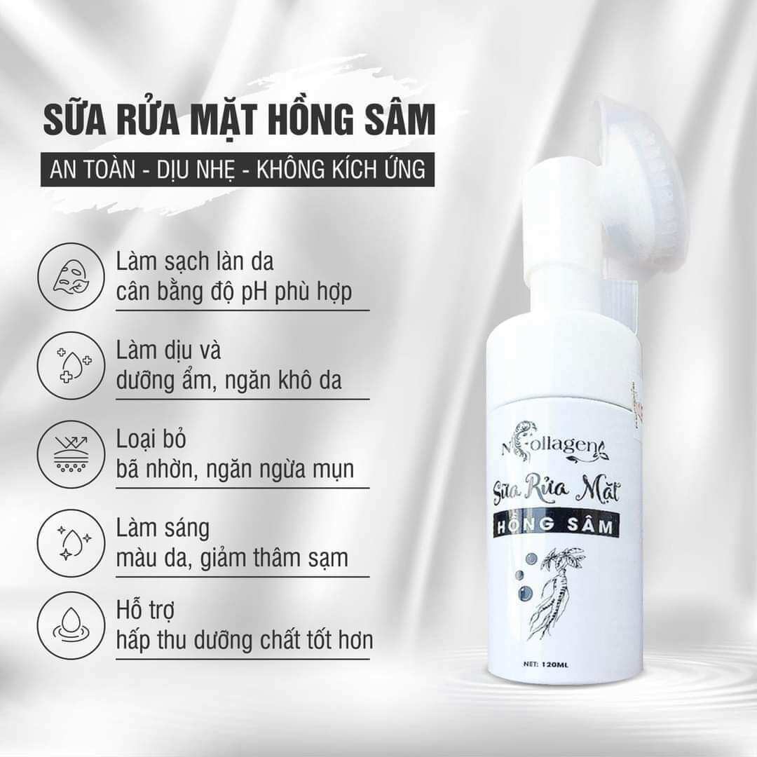 SỮA RỬA MẶT HỒNG SÂM NCOLAGEN SẠCH DA ,MỊN DA