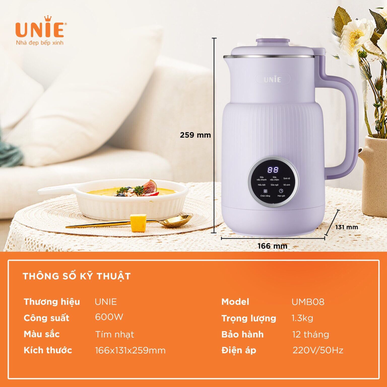 Máy sữa hạt Mini UNiE UMB08