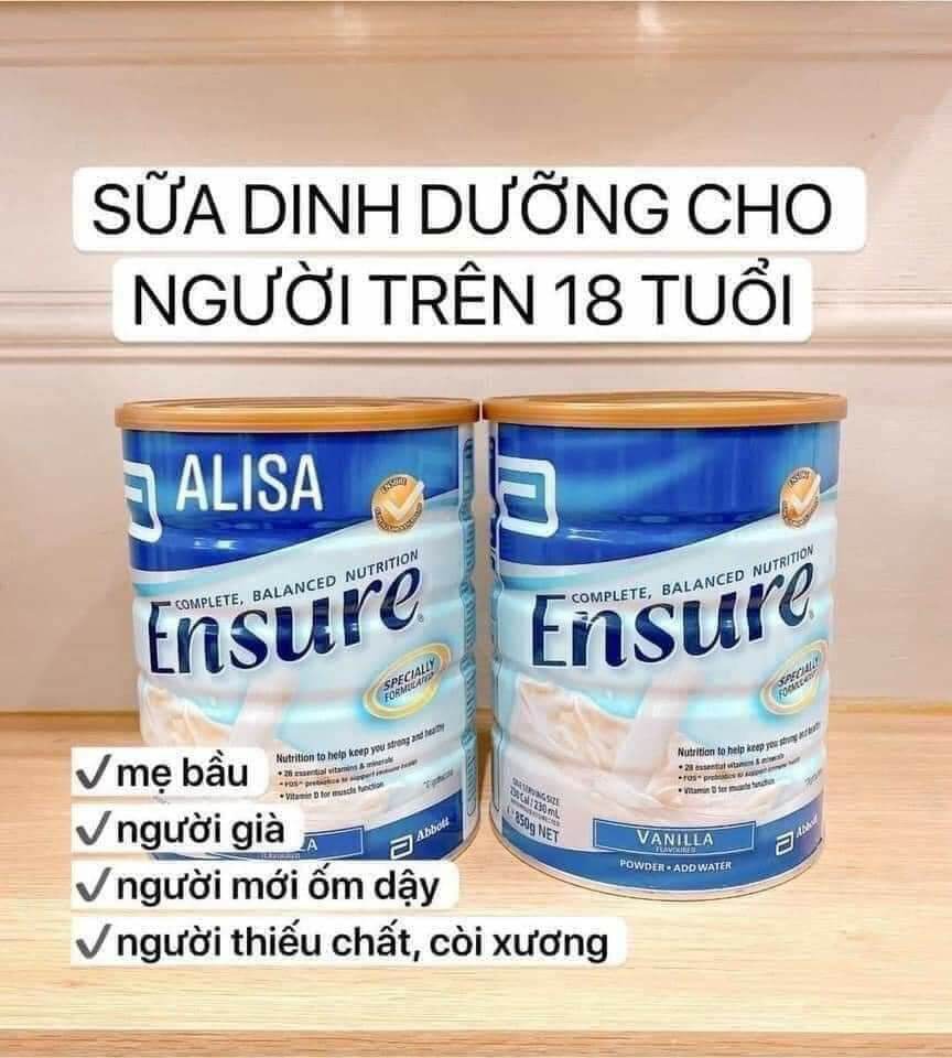 Mẫu mới Sữa Bột Ensure 850gr hàng Úc
