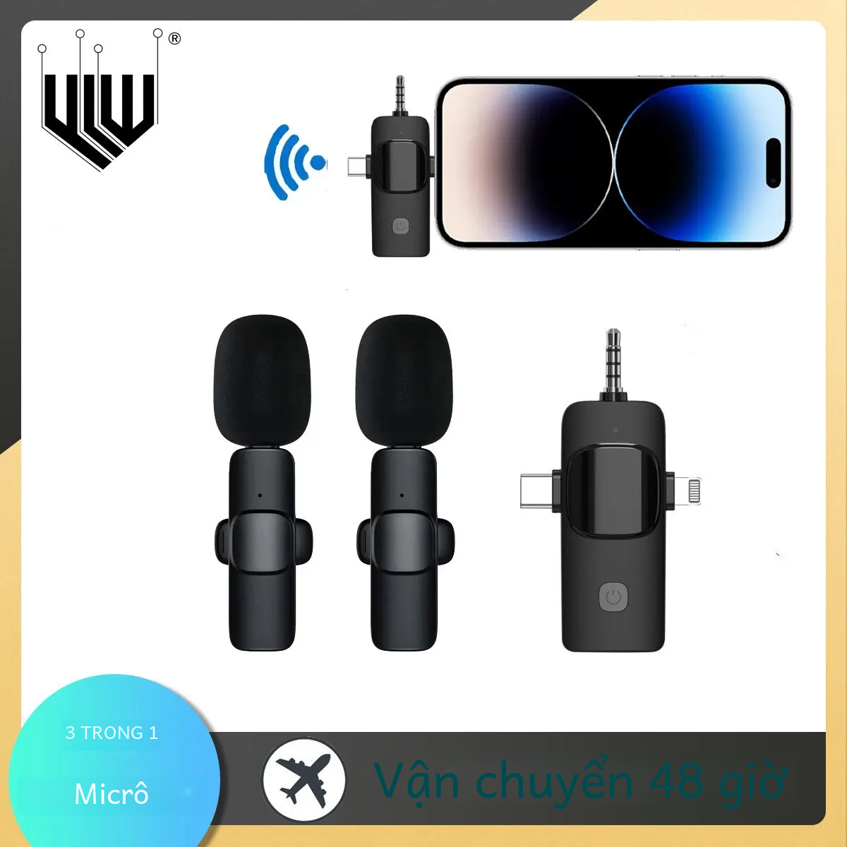 Micrô Cài Áo Không Dây 3 Trong 1 Có Mic Mini Giảm Tiếng Ồn 3,5 Mm Để Ghi Video Trên iPhone/Camera An