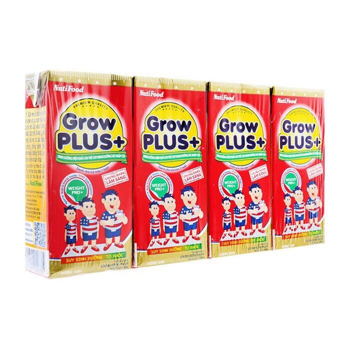 Sữa bột pha sẵn Grow Plus suy dinh dưỡng 180ml 110ml lốc 4 hộp