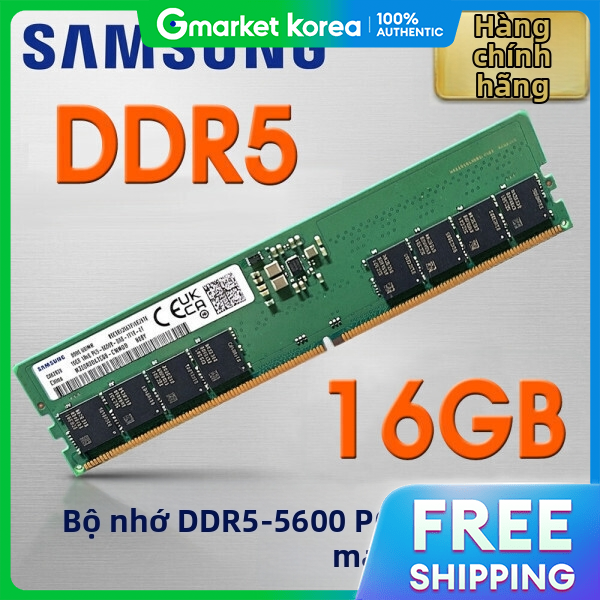 Samsung | Samsung Genuine Desktop Ddr5-5600 16Gb (Pc5-44800) 5600Mhz Unused, Genuine, Ships Today, Giá 7,333,500 Đồng*Miễn phí vận chuyển