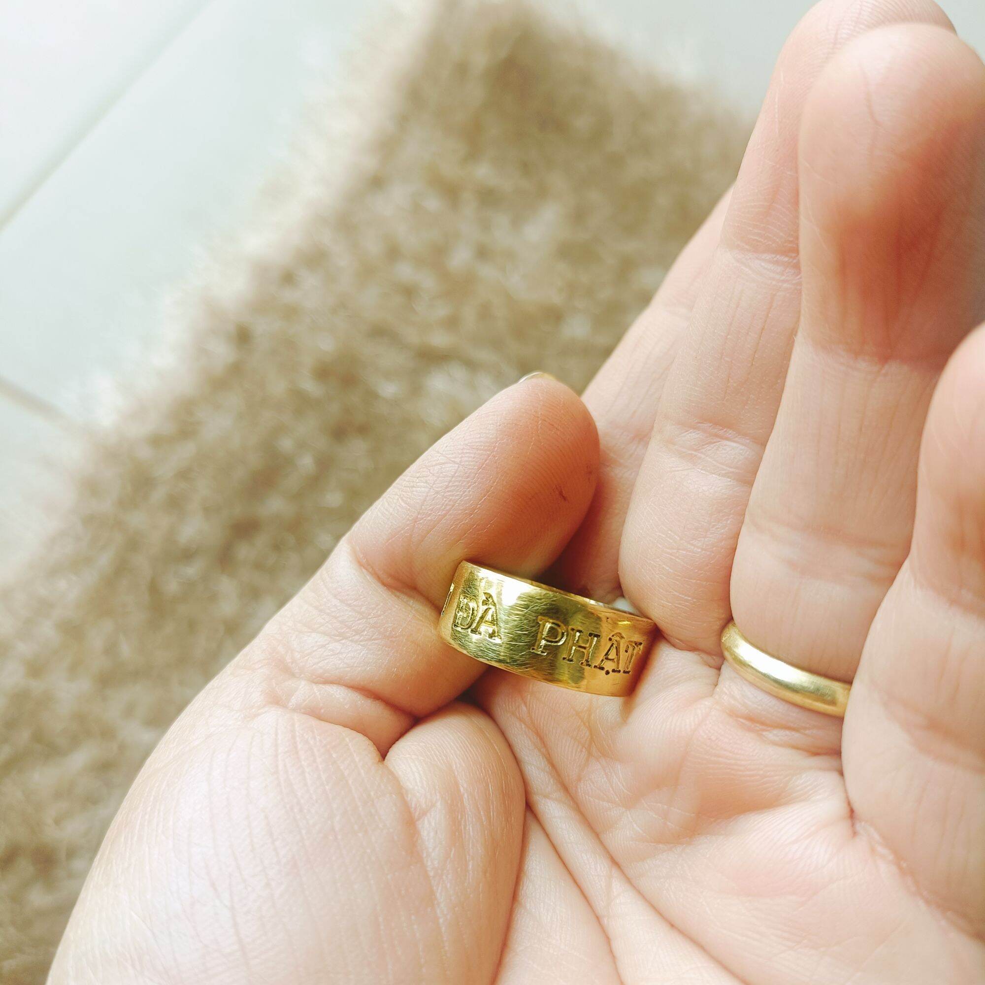 Nhẫn đồng nam 100% chữ adi đà phật