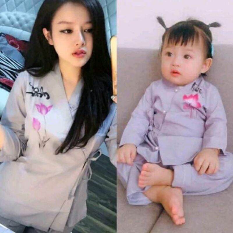 Đồ lam đi chùa - mẫu nữ kate nhạt vẽ & thêu loại 1