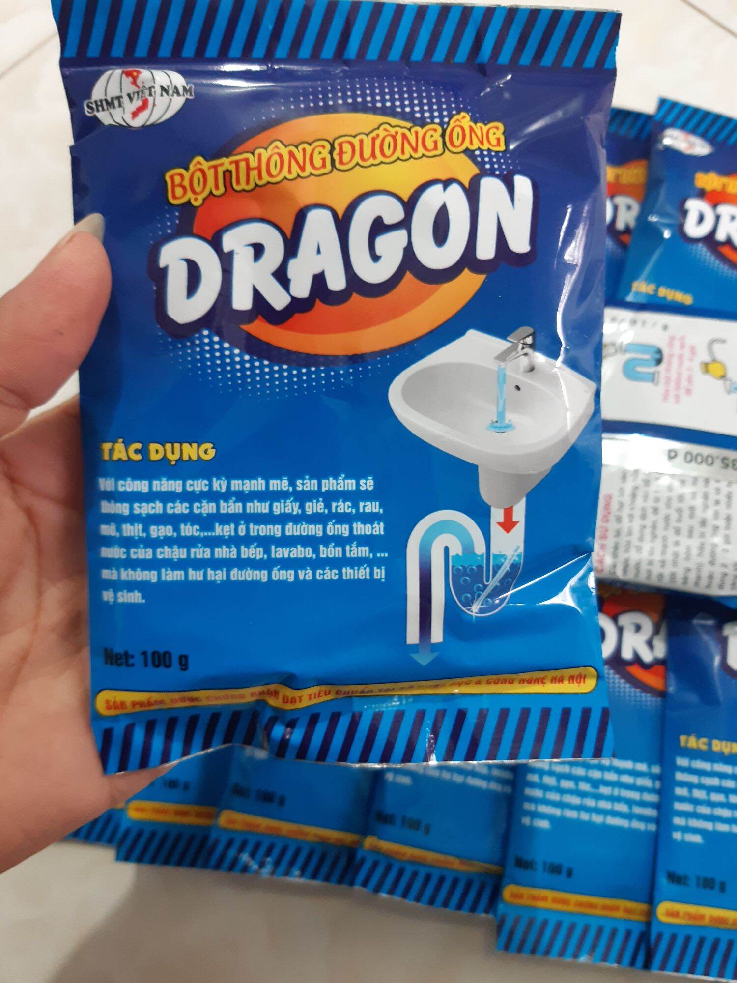 Bột thông đường ống cực mạnh dragon gói 100g