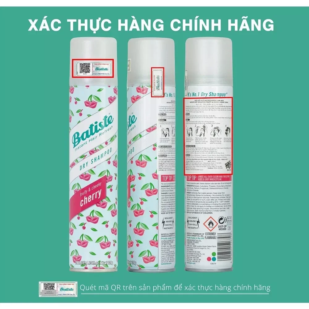 Dầu gội khô Batiste Dry Shampoo 200ml