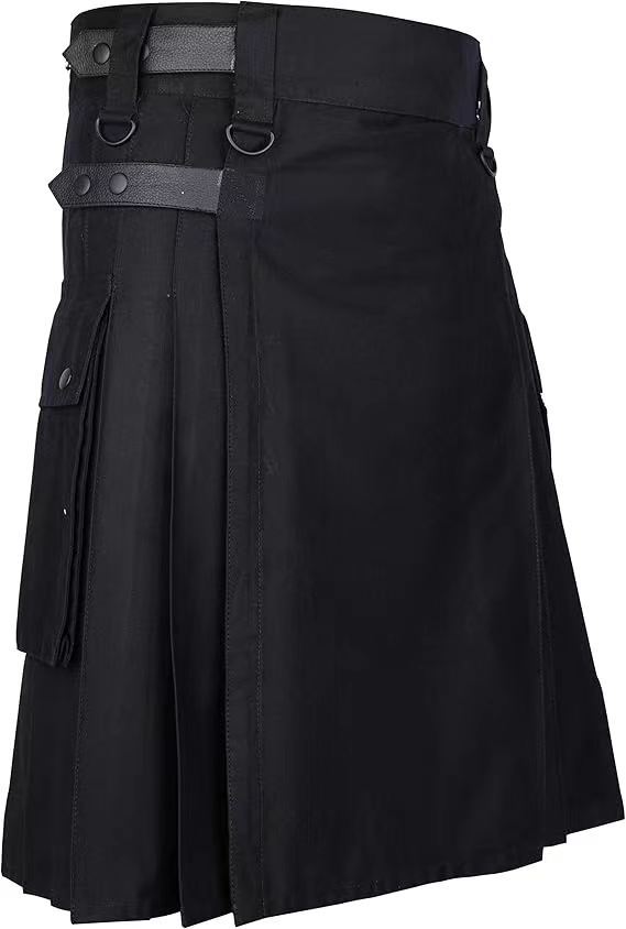 Áo Kilt Nam Kiểu Scotland Có Túi, Màu Đen, Chất Liệu Cotton, Phong Cách Anh-Ích Lai, Họa Tiết Royal Stewart, Trang Phục Truyền Thống Ireland Dành Cho Nam Giới