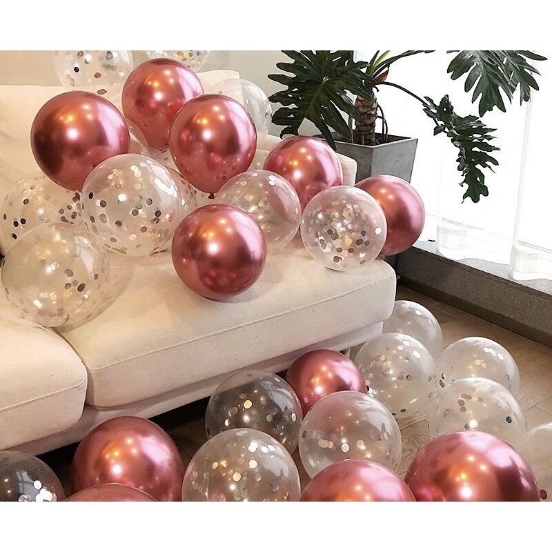 Set 10 bóng sequin ( bóng trong suốt rắc nhũ)