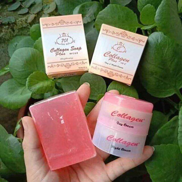 Combo Kem Collagen plus Vit E Ngày Và Đêm tặng Soap Xà phòng Rửa Mặt