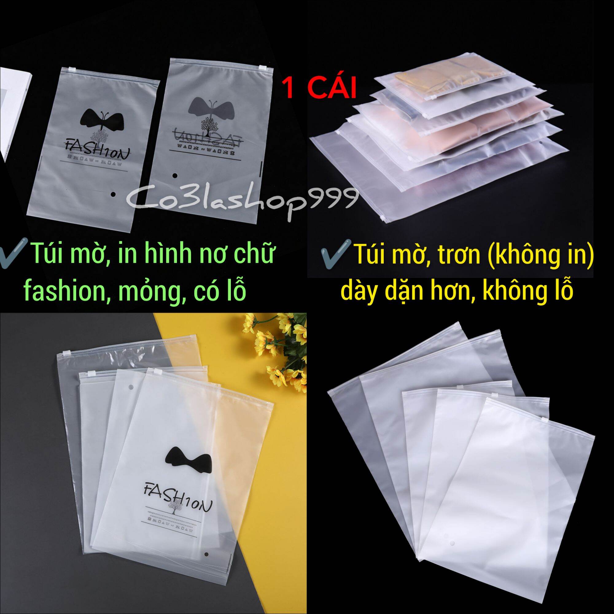 1 CÁI Túi Zip khoá kéo lụa mờ có hai mẫu