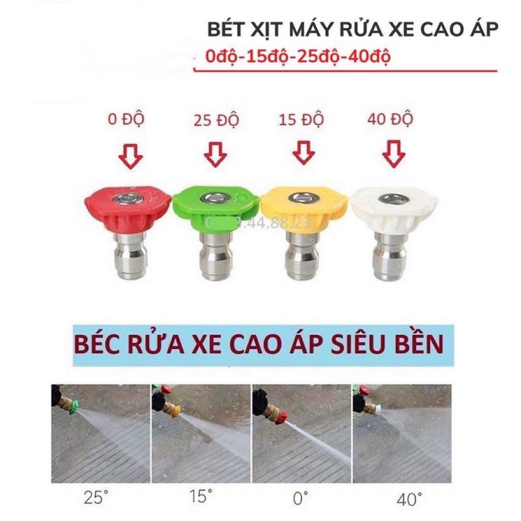 Bộ 4 béc phun - đầu béc các góc gắn súng xịt rửa xe áp lực cao
