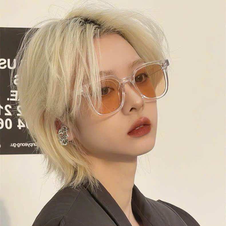 Kính mát Hàn quốc màu nâu gọng kính trong suốt hot trend