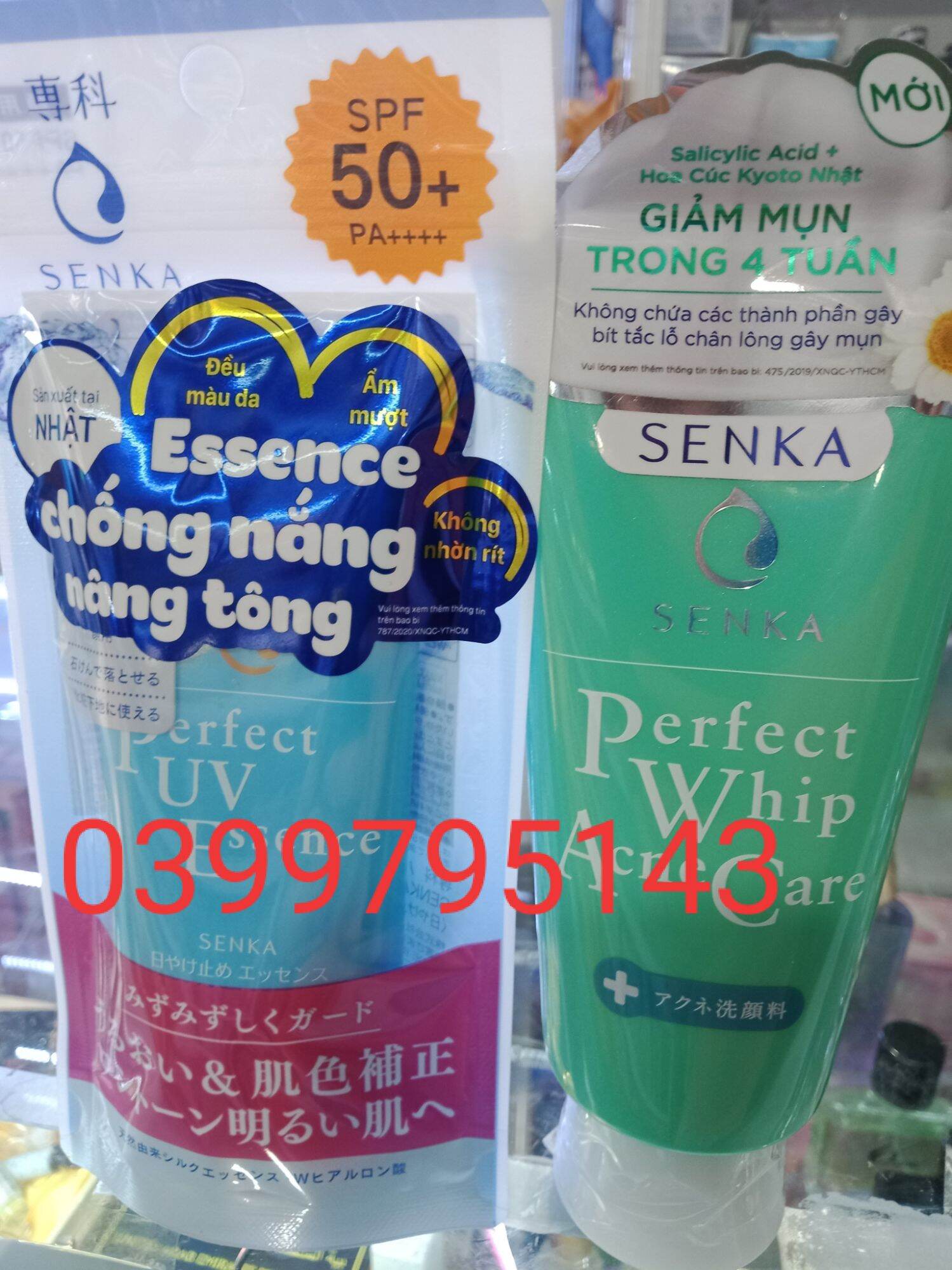 Combo chống nắng và sữa rửa mặt senka 100g