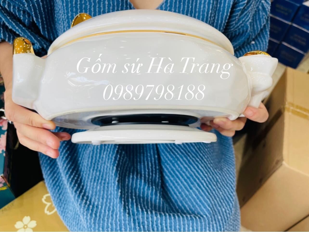 Khay mứt mèo thần tài gốm sứ cao cấp