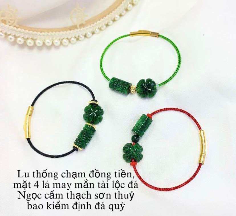 Vòng tay hồ ly tình duyên mic lu thống chạm kim tiền tài lộc đá ngọc cẩm thạch sơn thuỷ thiên nhiên bao kiểm định đá quý