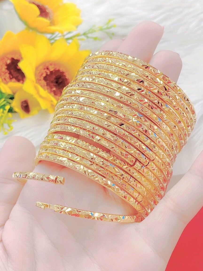 Bộ vòng ximen kiểu chạm mạ vàng 18k khoá lưỡi gài bộ 7 chiếc mẫu mới cực đẹp