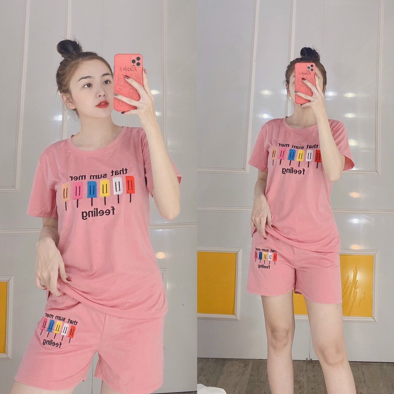 [HCM][CÓ BIGSIZE TỚI 85KG + KÈM ẢNH THẬT] Set bộ đồ bộ lửng mặc nhà thun cotton dễ thương