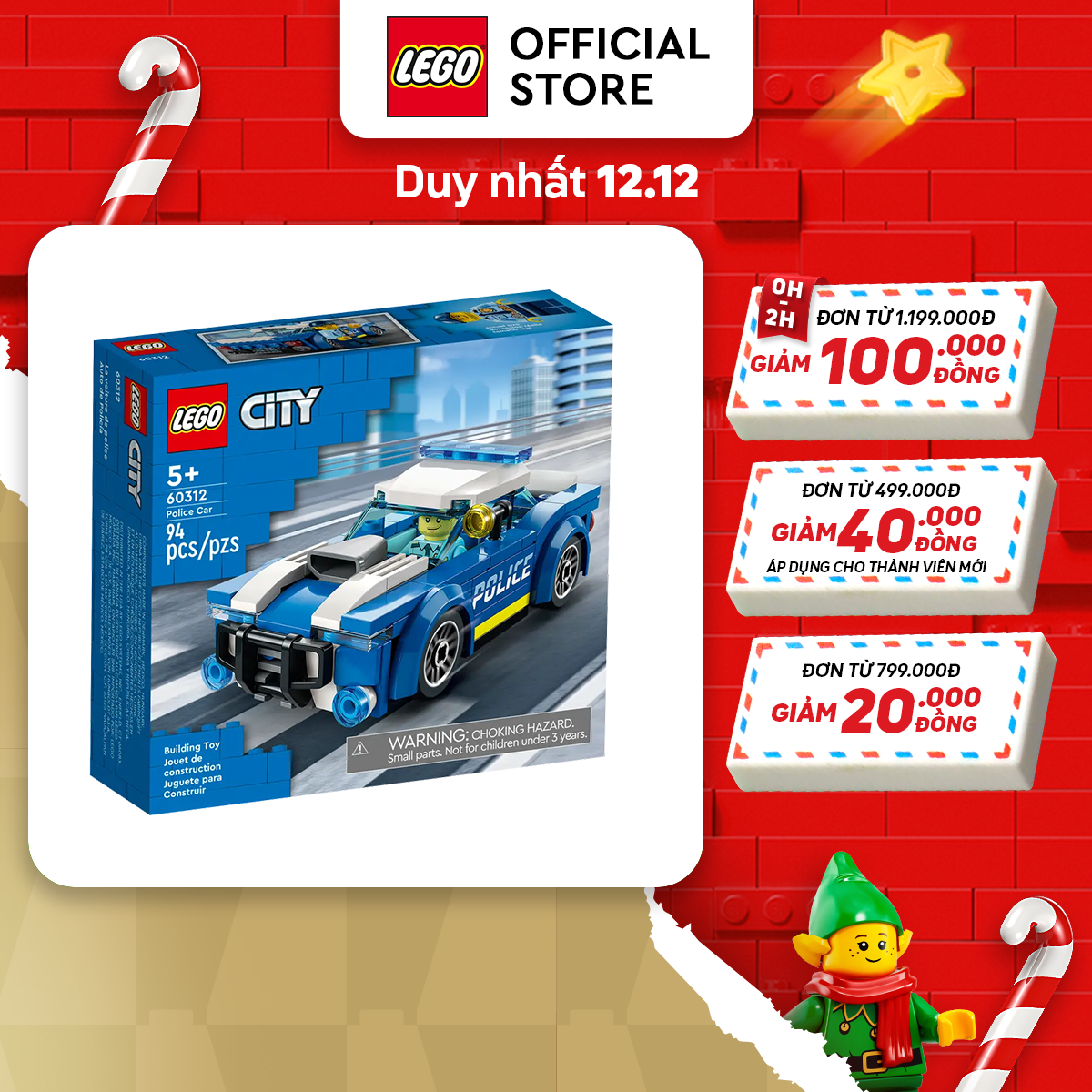 LEGO CITY 60312 Xe cảnh sát (94 chi tiết)