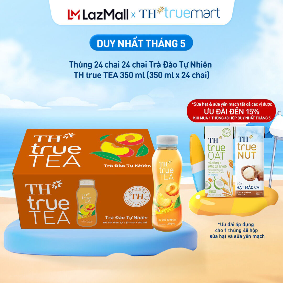 Thùng 24 chai Trà Đào Tự Nhiên TH true TEA 350ml (24 x 350ml)