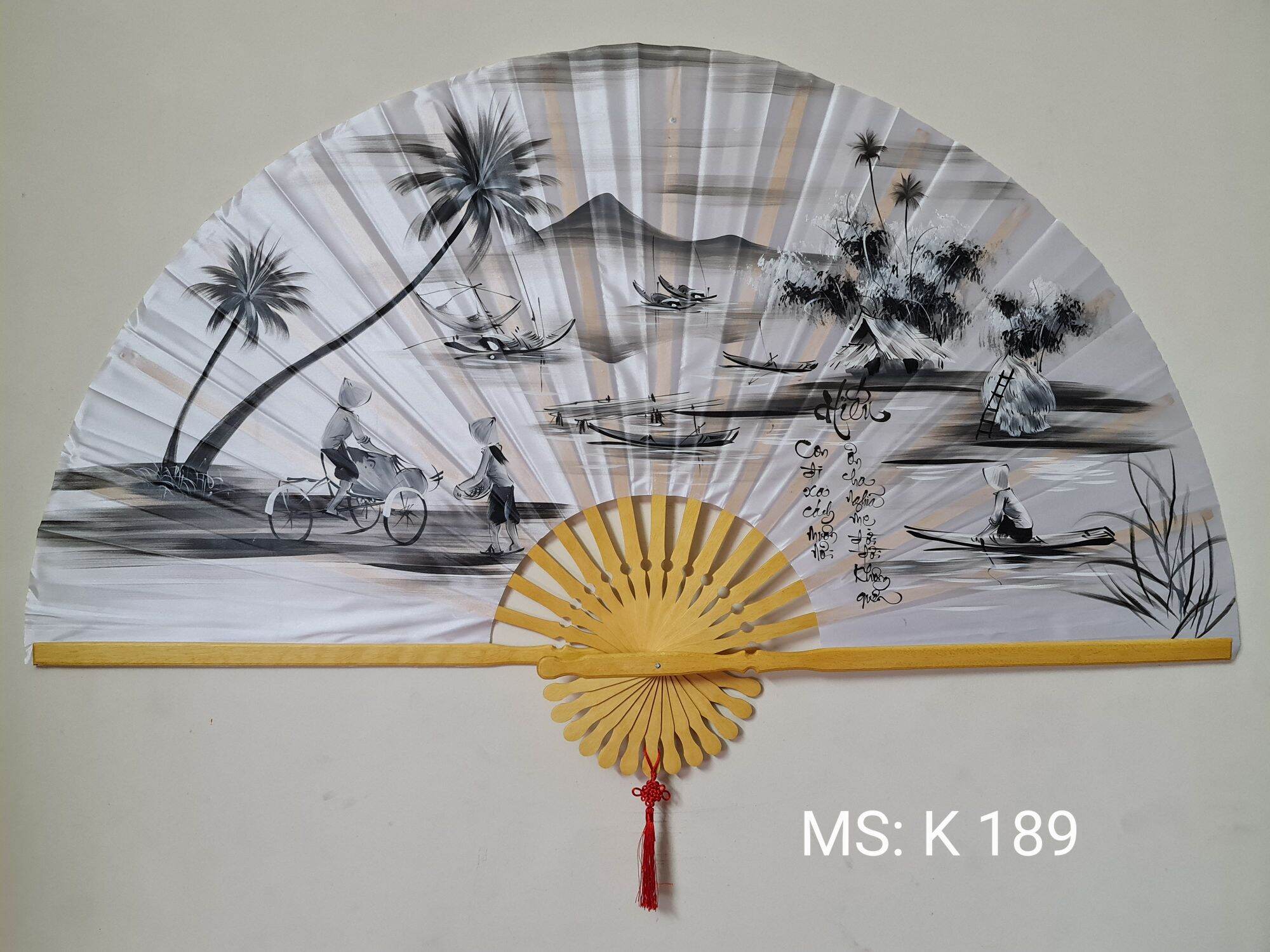 Quạt Vải Lụa Tranh Treo Tường Kích Thước Lớn 1m50 (quạt giấy, quạt vải)