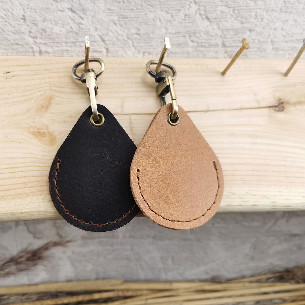 Cowhide Access Card Cover Water Drop Leather Keychain Bus Induction Mini Community Elevator Card Protective Cover