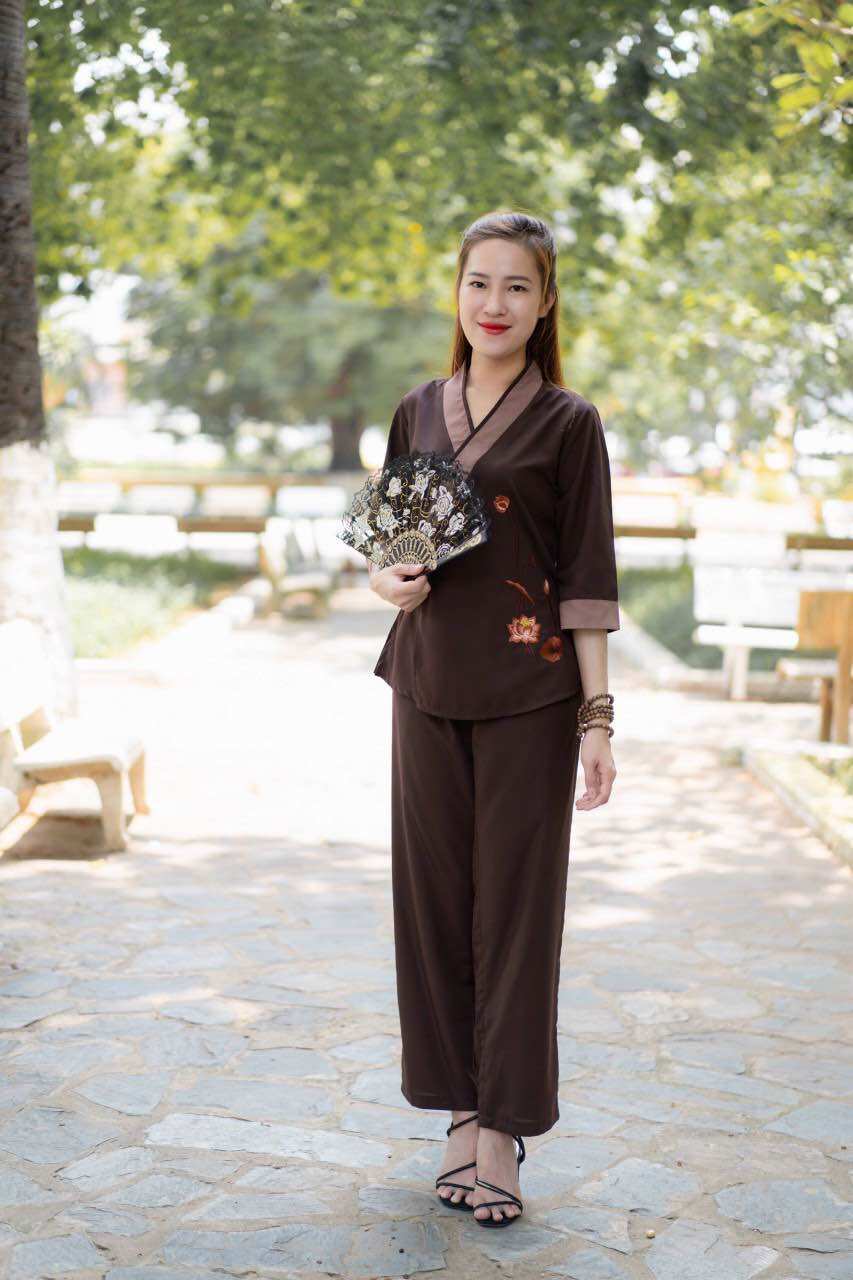 Đồ lam đi chùa nữ cồ xéo nhật kate lụa mềm mịn mát