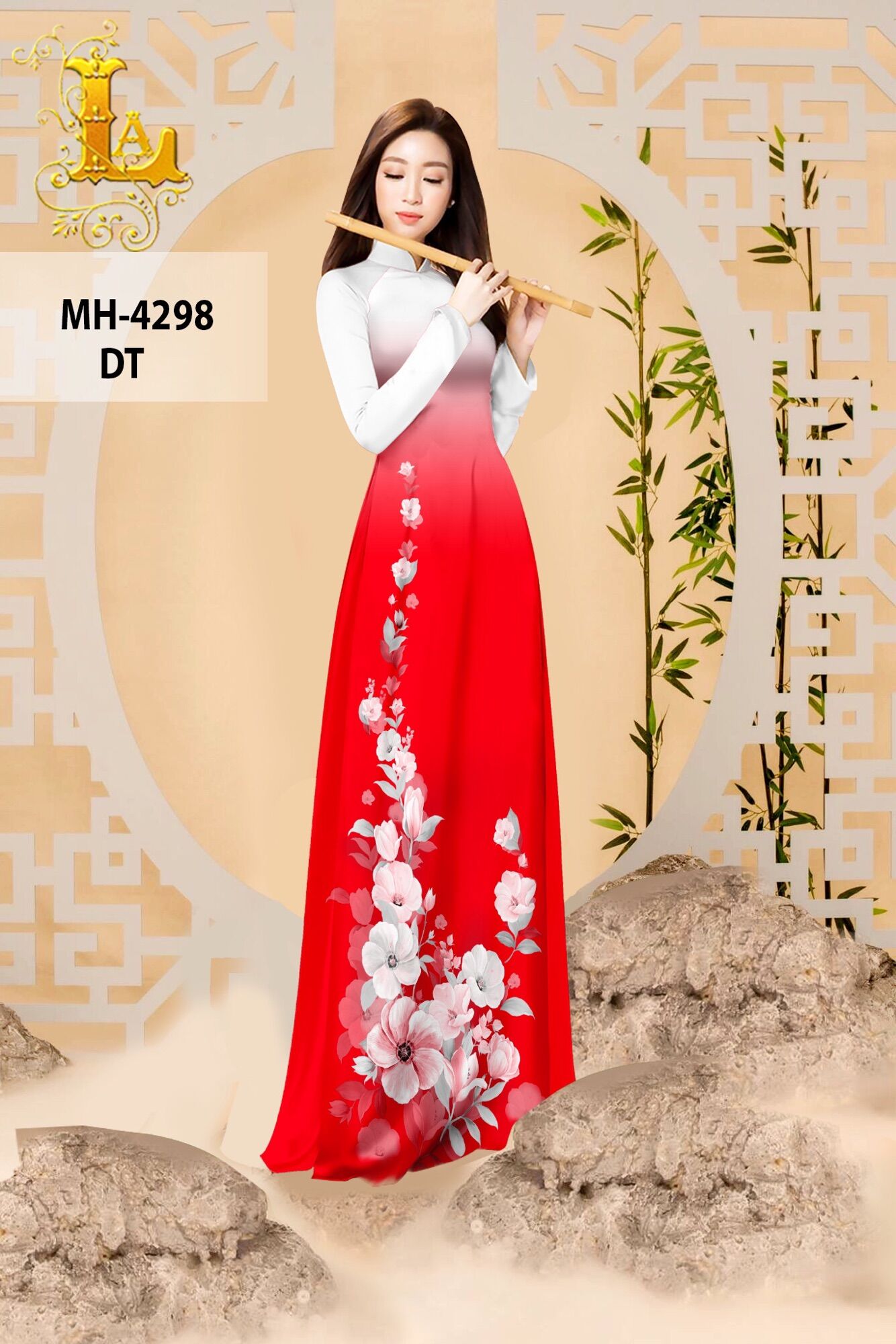Vải áo dài in hoa 3D