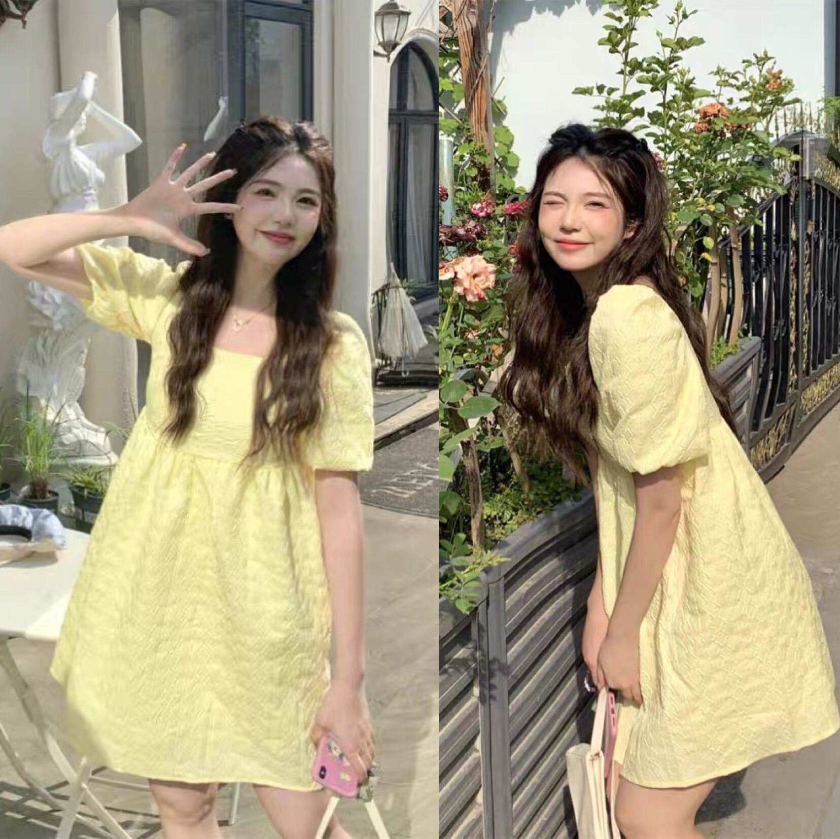HOÀN TIỀN 15% - ĐẦM BABYDOLL GẤM XỐP CỔ VUÔNG THẮT NƠ LƯNG - CÓ MÚT NGỰC VÁY TIỂU THƯ VÁY XINH VÁY TẾT