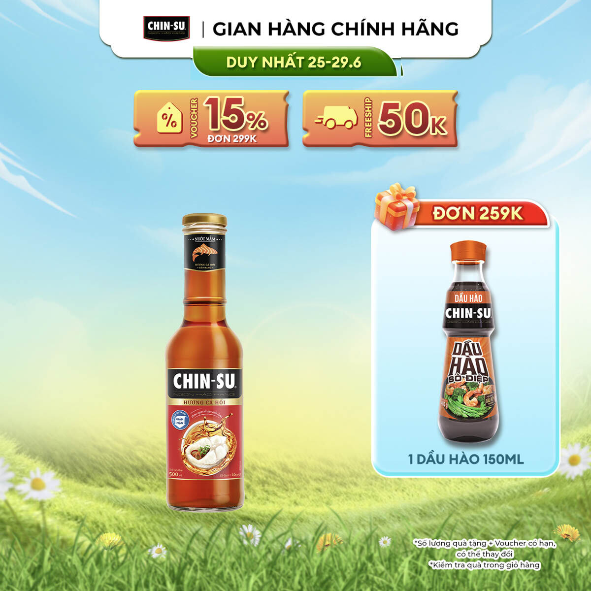 [DUY NHẤT 25-29.06 VOUCHER 18% ĐƠN 249K] Nước Mắm CHIN-SU Cá Hồi Đậm Đặc Chai 500ml