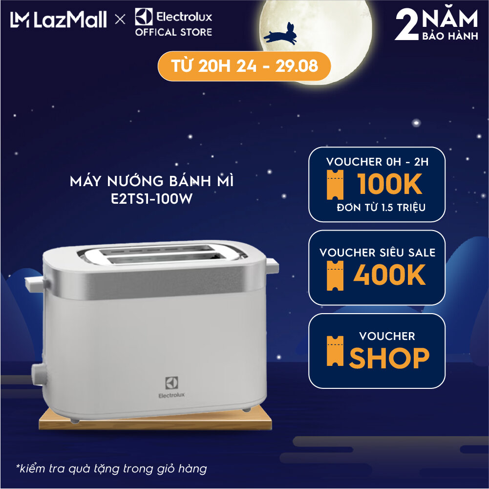 Máy nướng bánh mì Electrolux E2TS1-100W - 7 chế độ điều chỉnh độ giòn phù hợp, nơi cất dây nguồn gọn gàng