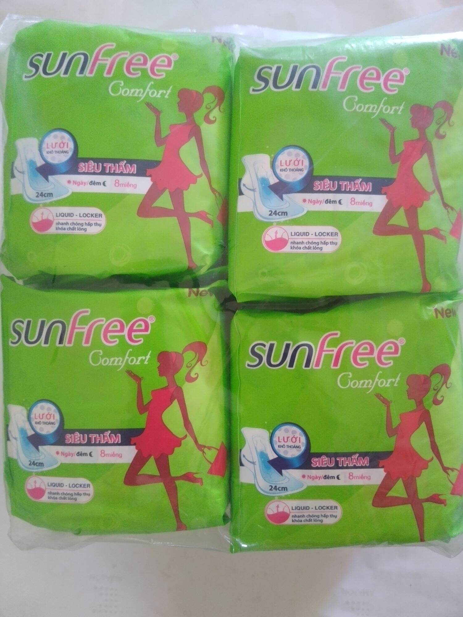 Combo 8 gói băng vệ sinh Sunfree có cánh ( 1 gói 8 miếng )
