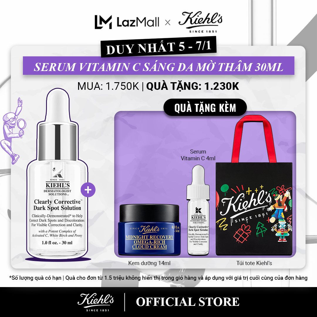 Tinh Chất Serum Làm Sáng Da & Mờ Thâm Mụn Vitamin C Kiehl's Clearly Corrective™ Dark Spot Solution 30ML