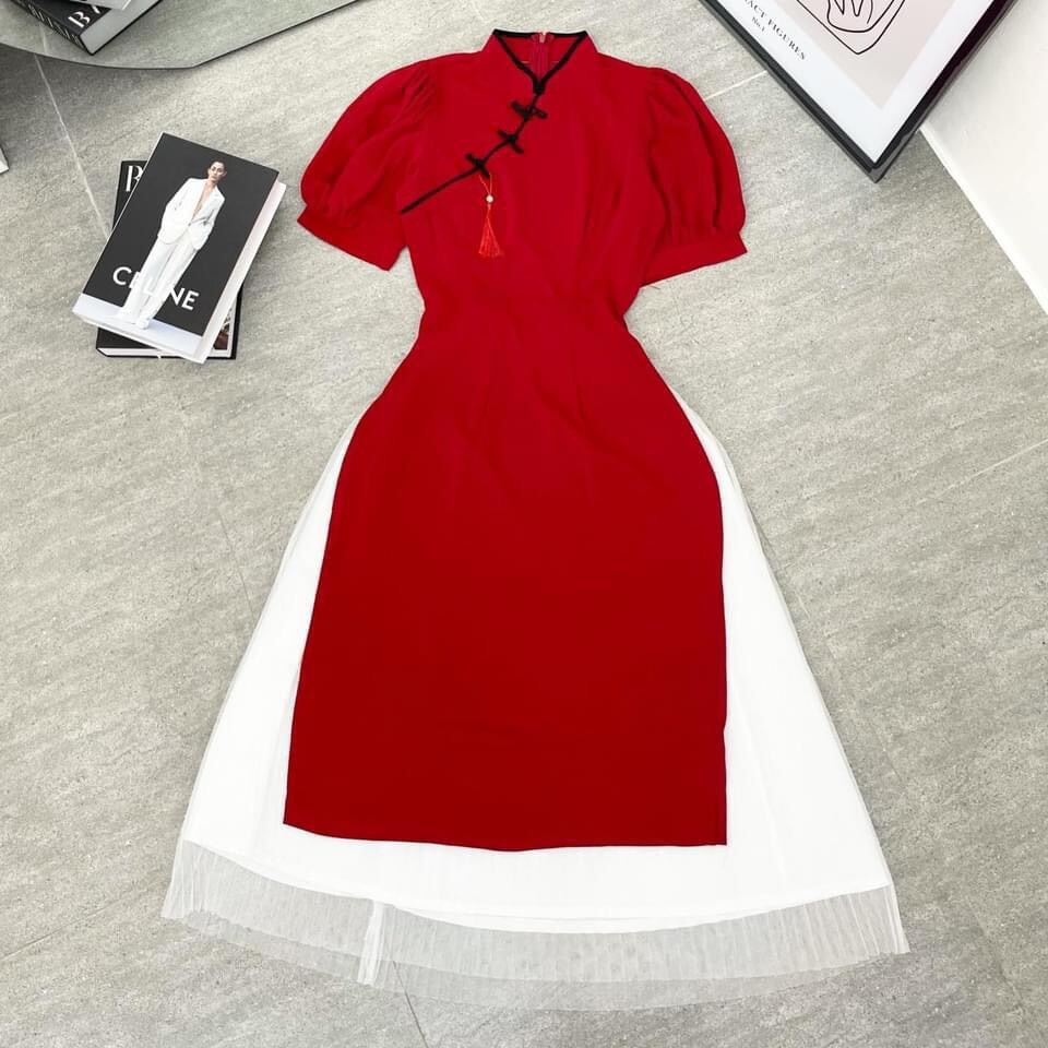 Set áo dài kiểu dáng trung hoa